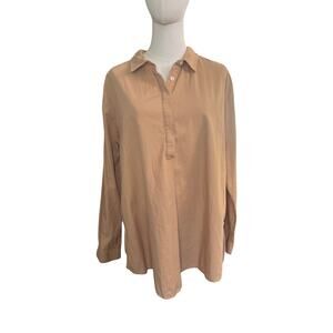 Anthropologie By Anthropologie Tan Cotton Tunic Shirt Blouse Women’s Large